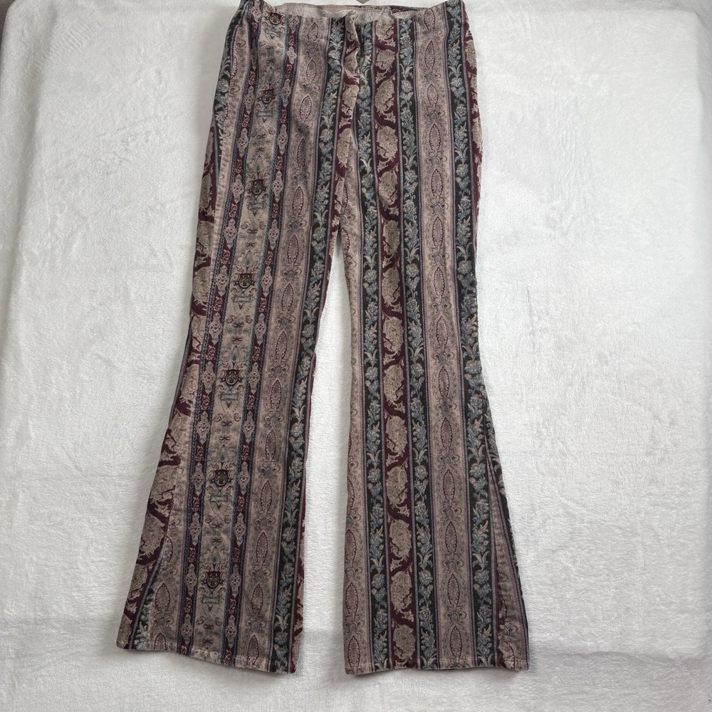 Y2K Wet Seal‎ Flare Boho Pants Jeans Paisley Women's Waist 29/30" x 33"